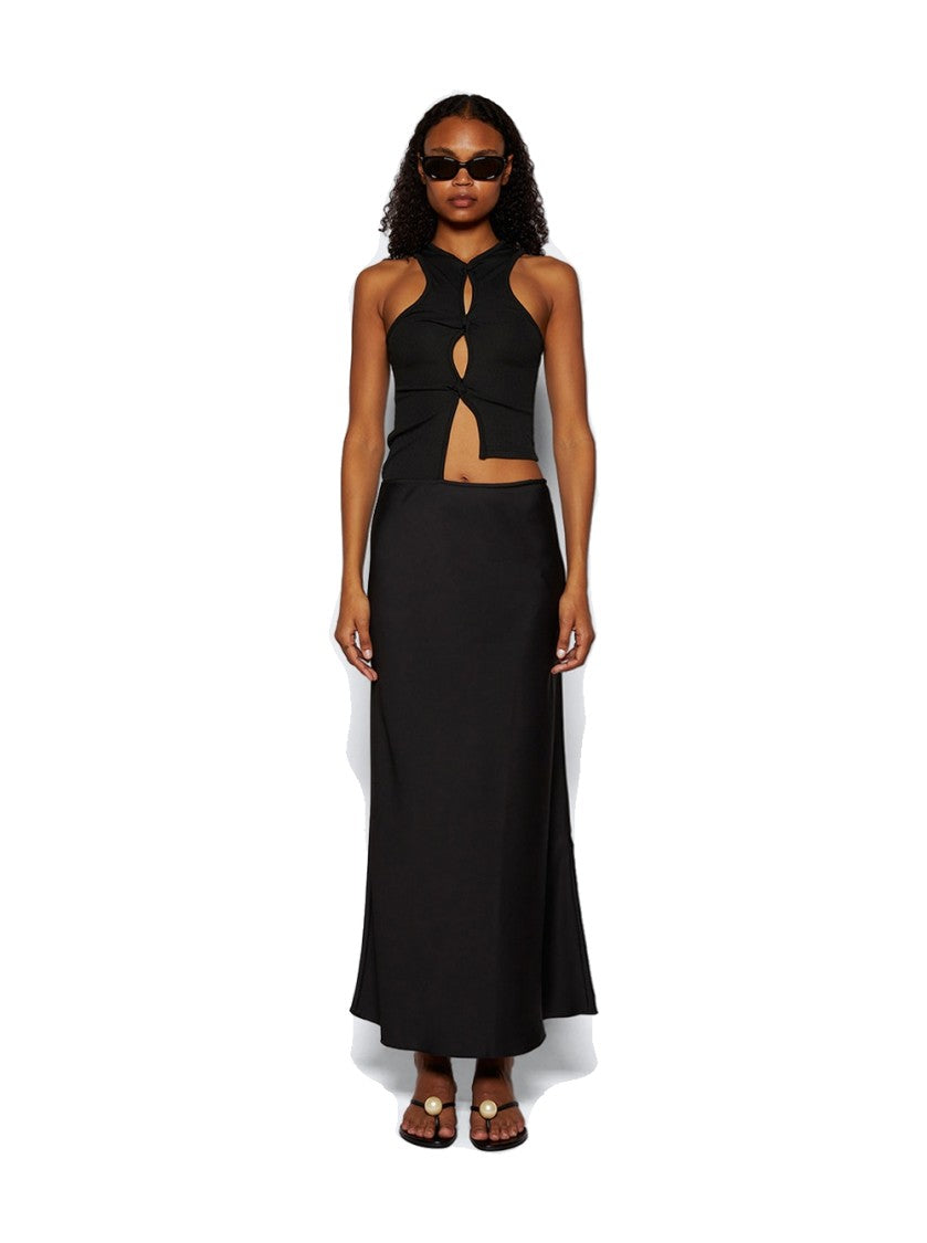 Christopher Esber Open Twist Satin Tank Dress Black