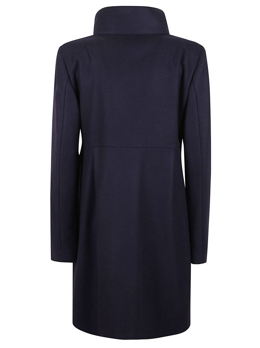 Fay High-Waisted Blue Wool Blend Coat With Iconic Closure