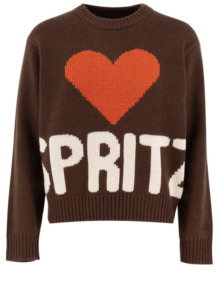 Mc2 Saint Barth Cropped Knitted Jumper With Heart Motif