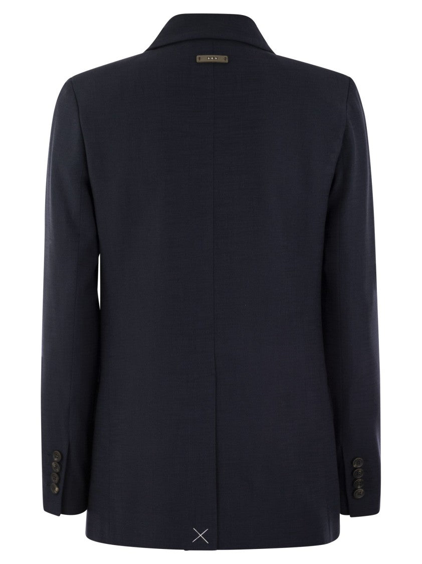 Peserico Viscose Blend Double-Breasted Blazer