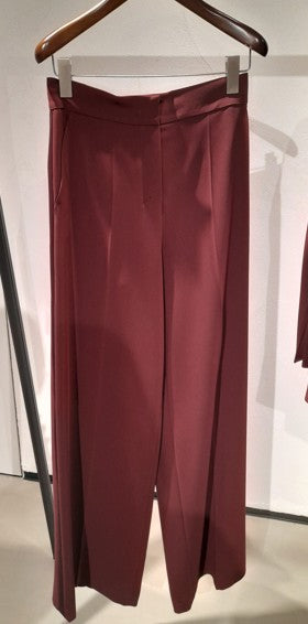 Max Mara Wide-Leg Burgundy Trousers With High Waist