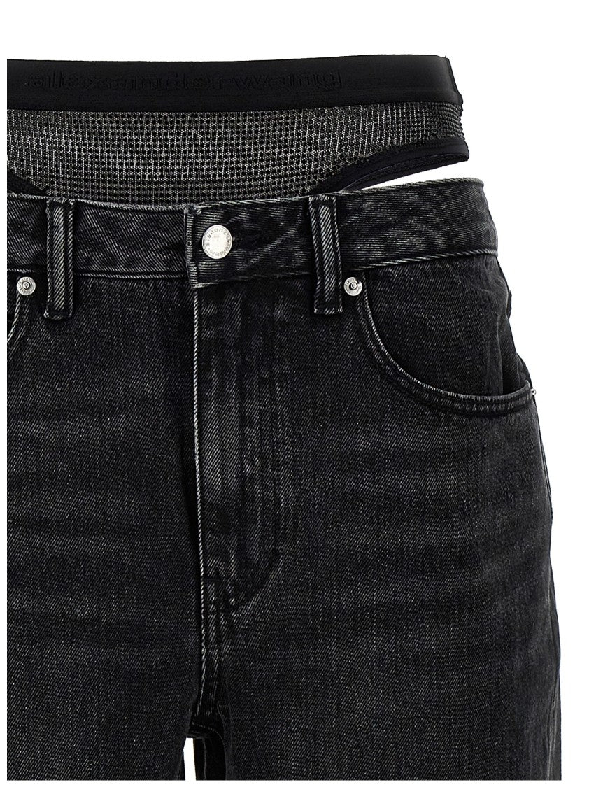 Denim X Alexander Wang Slit Hem Prestyle Hotfix Mesh Undie' Jeans