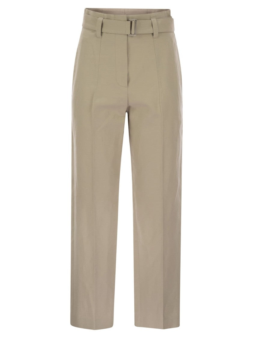 Brunello Cucinelli Cotton Linen Canvas Corset Cigarette Trousers