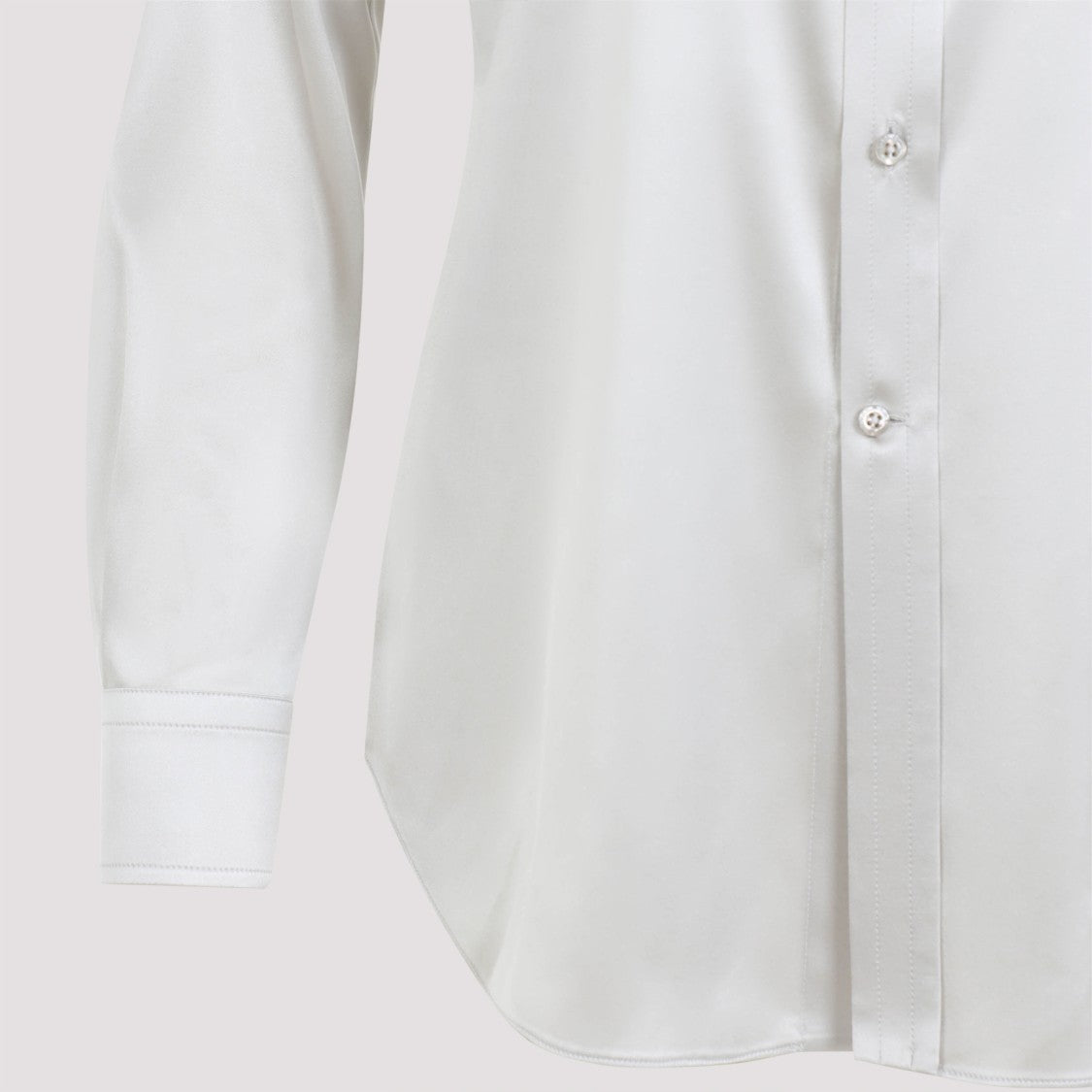 Polo Ralph Lauren Mist White Mulberry Silk Cameron Long Sleeves Button Front Shirt