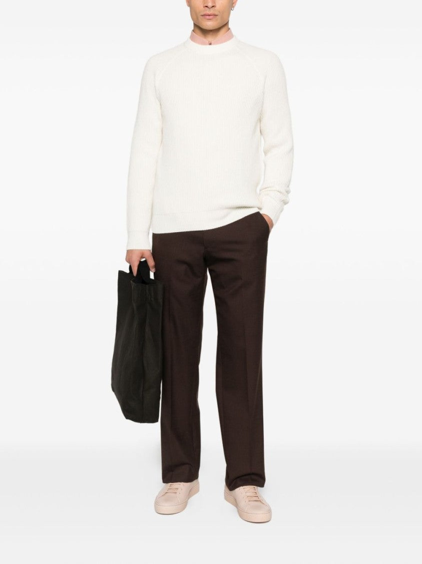 Mc2 Saint Barth Classic Crewneck Sweater With Ribbed Cuffs