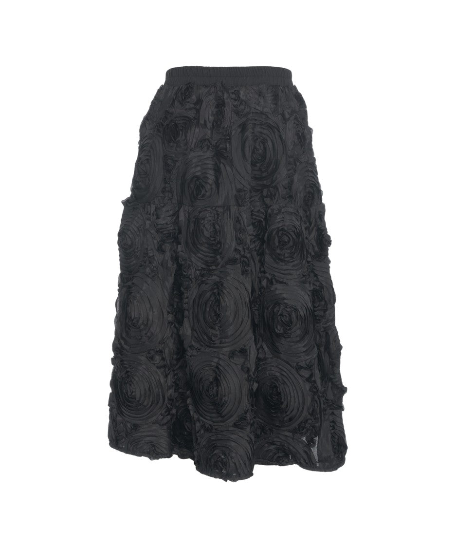5 Progress Midi Skirt With Floral Applications And Elastic Waist