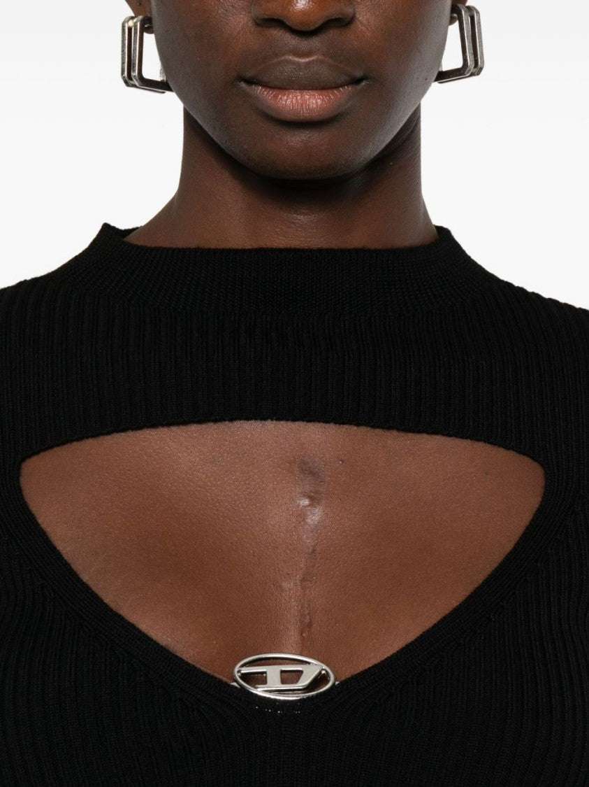 Diesel Fitted Black Ribbed Wool Sweater