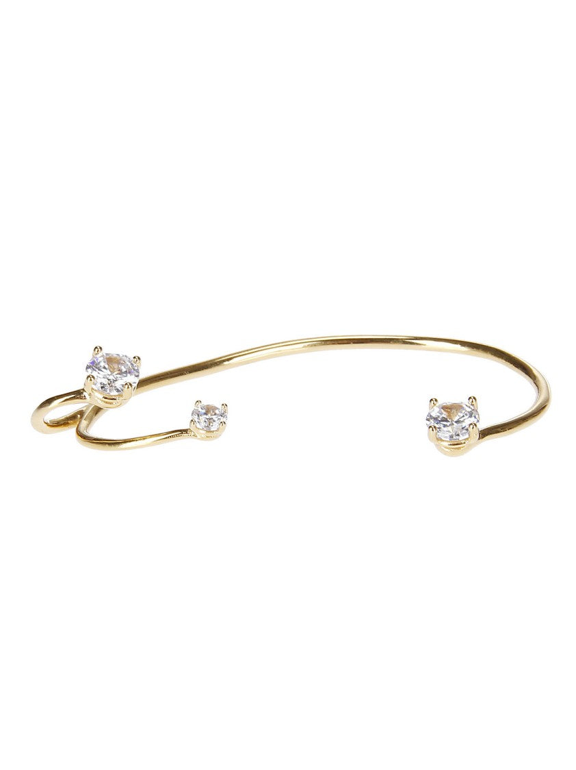 Panconesi Curved Silver Earring With Zircon Accents