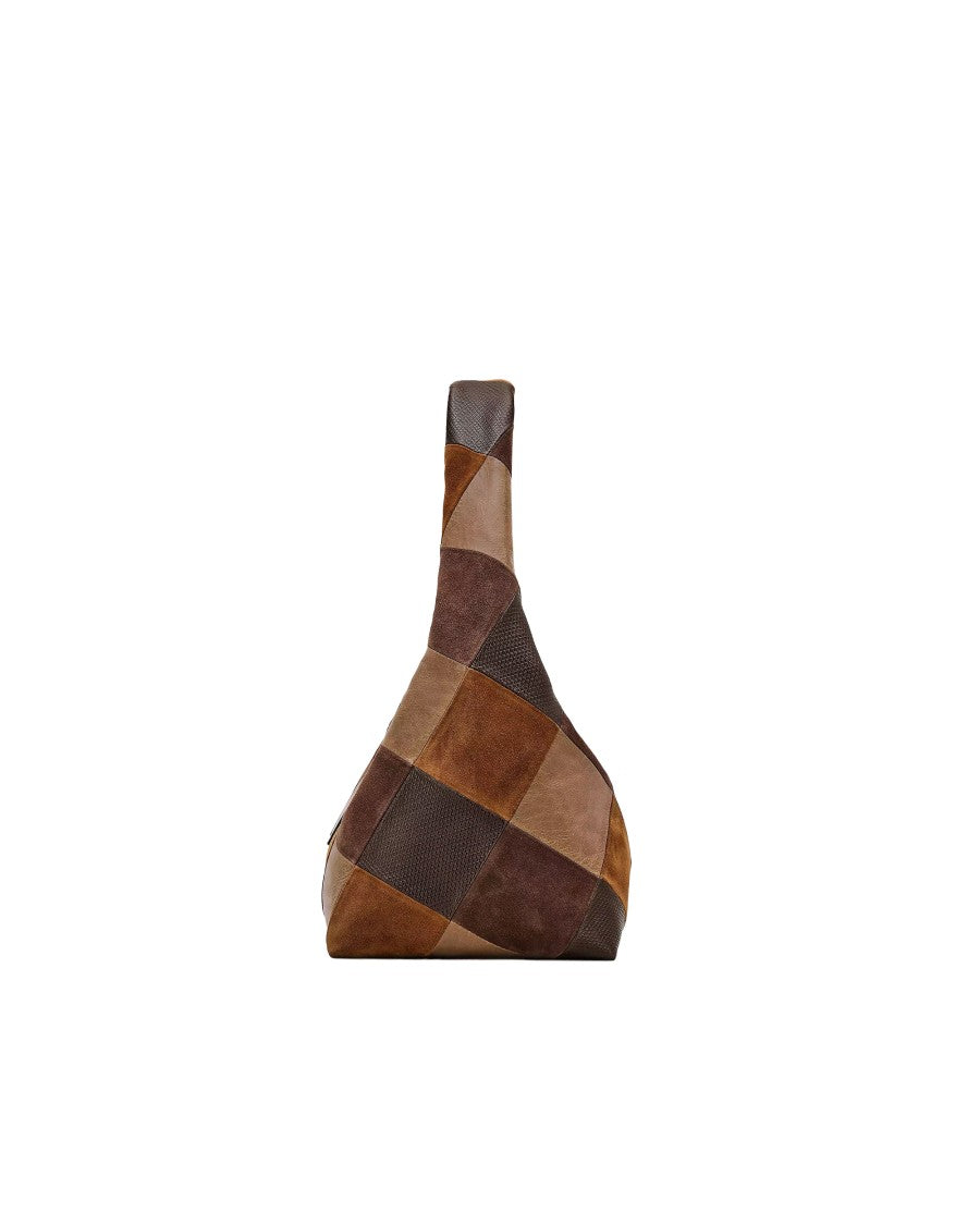 Marc Jacobs The Suede Patchwork Sack Bag Brown Multi