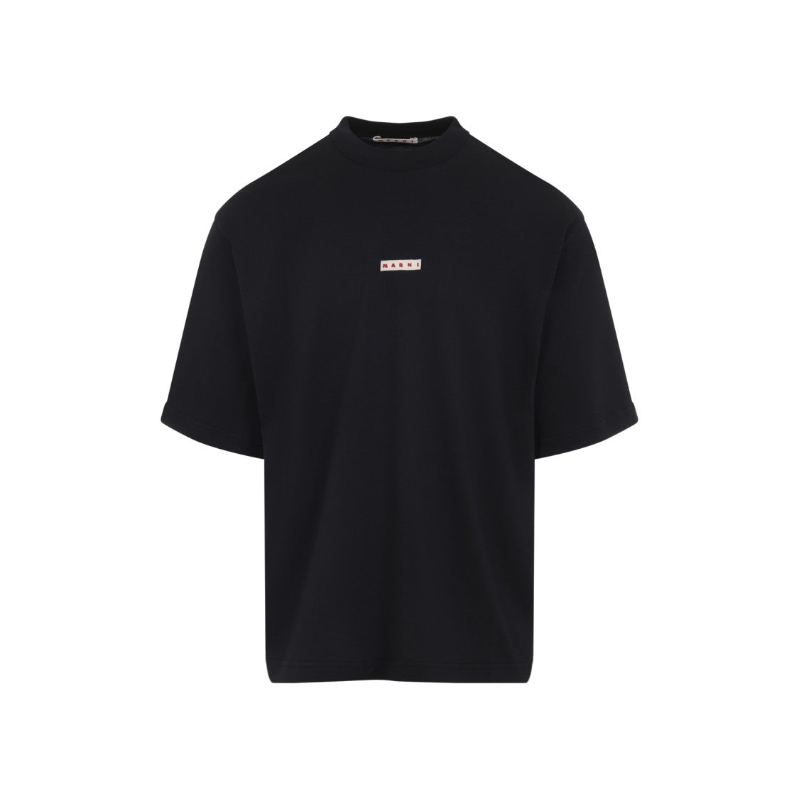 Marni Contemporary Black Cotton T-Shirt With High Neckline