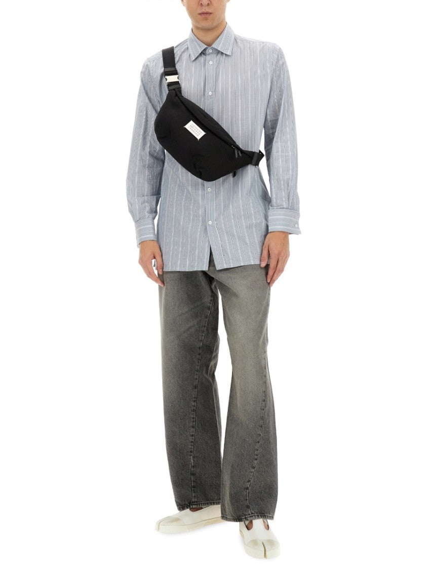 Maison Margiela Classic Striped Button-Down Shirt In Soft Cotton