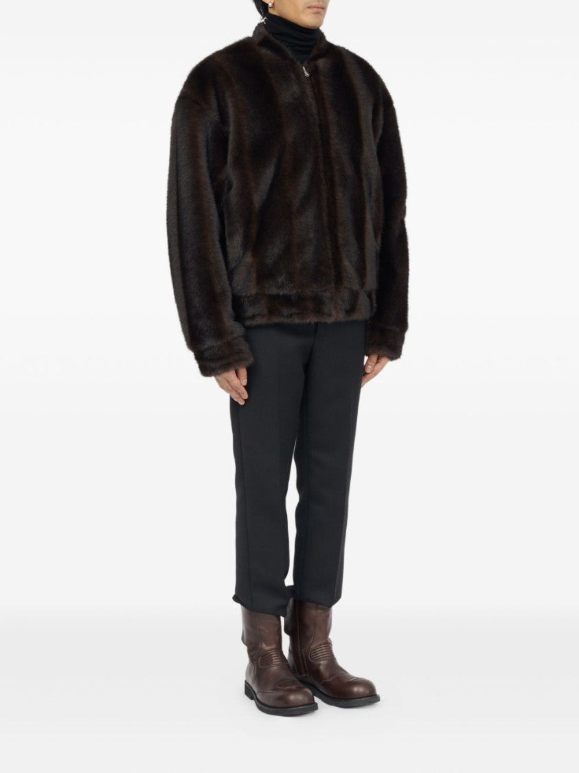 Mm6 By Maison Margiela Boxy Bomber Jacket In Plush Synthetic Fur