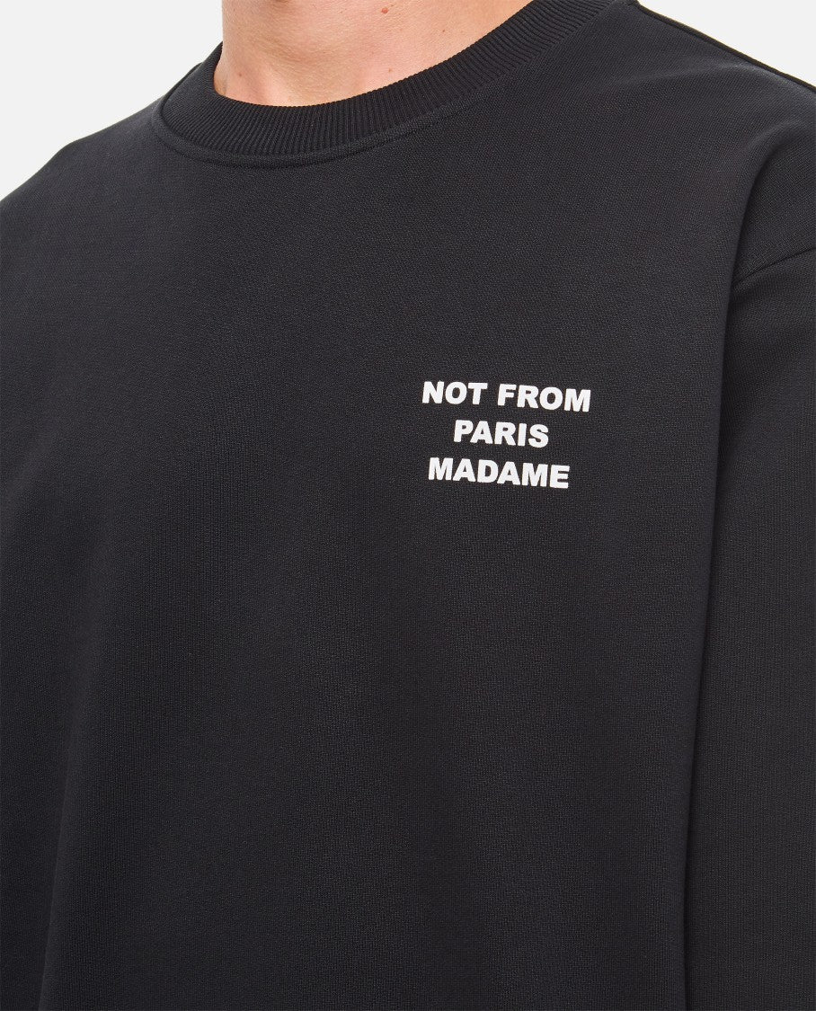 Drôle De Monsieur Black Sweatshirt With Bold Slogan And Elastic Hems