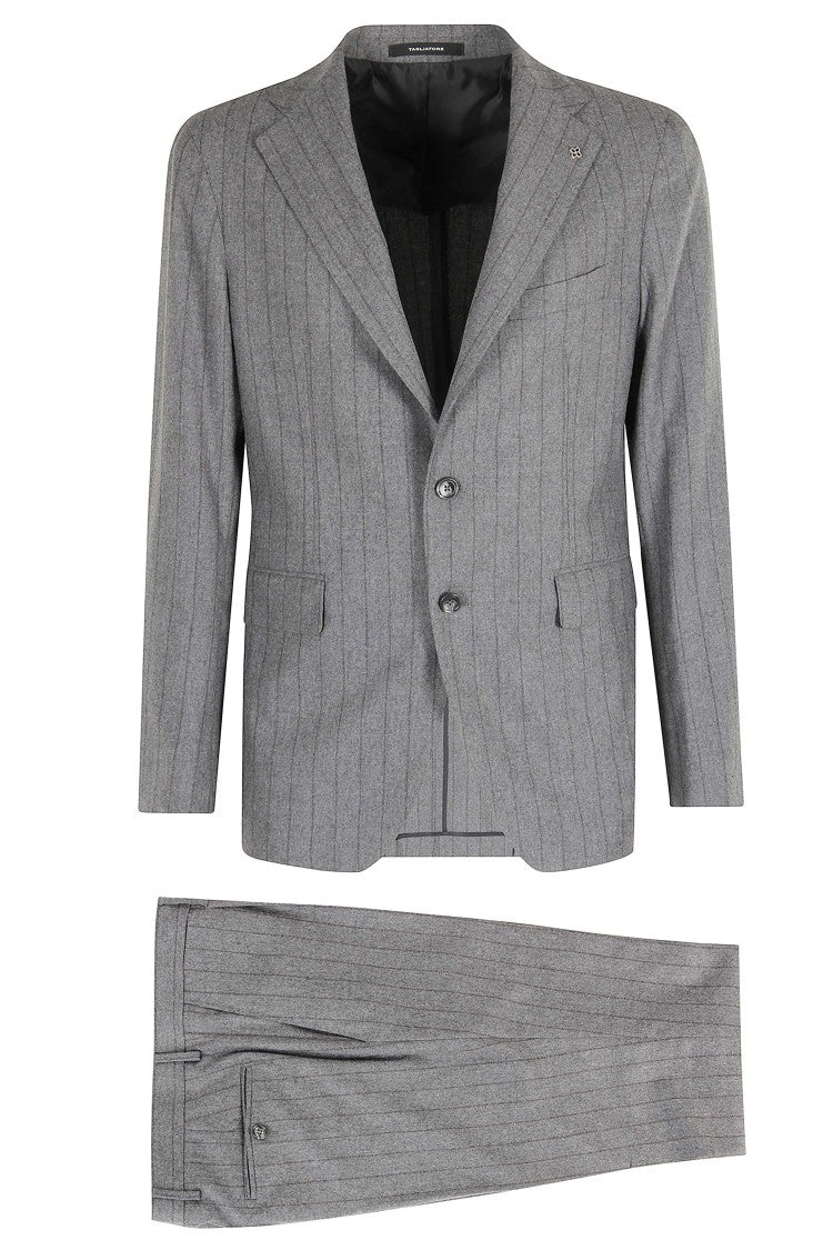 Tagliatore Gray Pinstripe Suit With Spear Lapel And Slim Fit