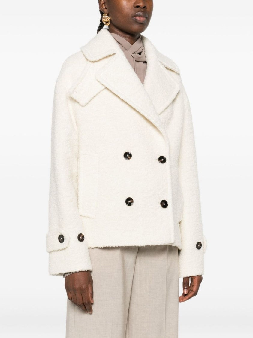 Tagliatore Textured Double-Breasted Coat In Alpaca Blend