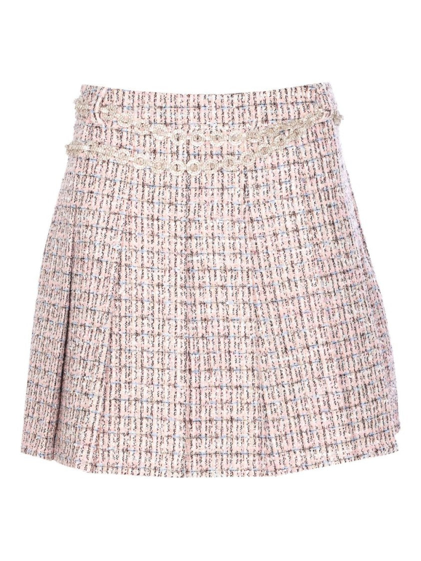 Self-Portrait Pleated Mini Skirt With Textured Fabric