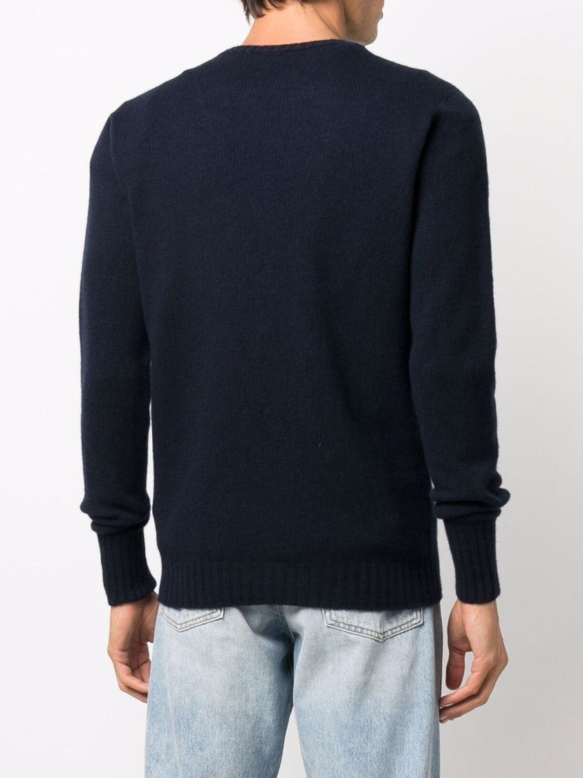 Drumohr Cashmere Crewneck Sweater With Ribbed Detailing