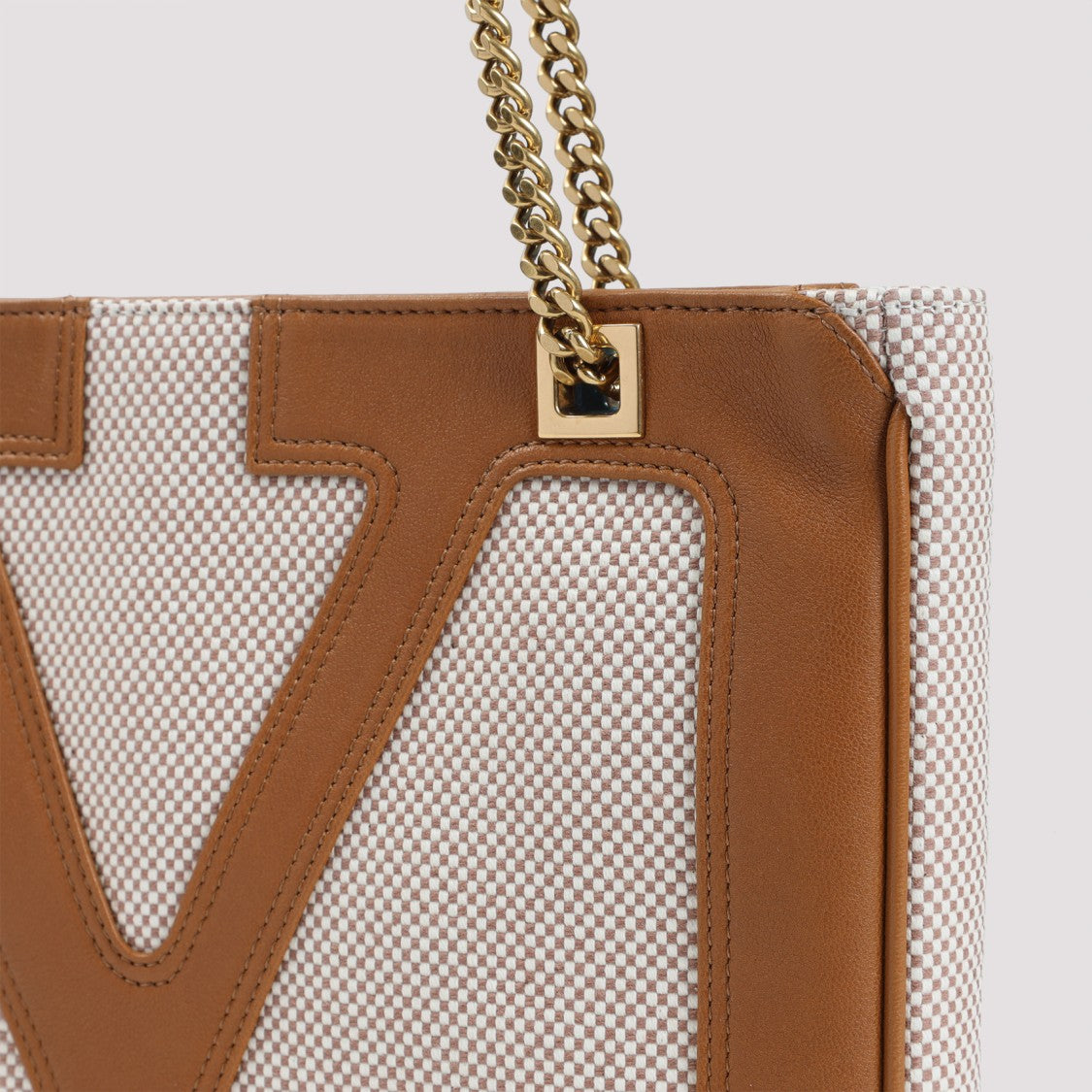 Valentino Garavani Natural Beige Textile Small Tote Bag