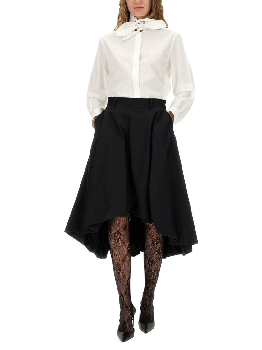 Moschino High-Low Cotton Poplin Skirt