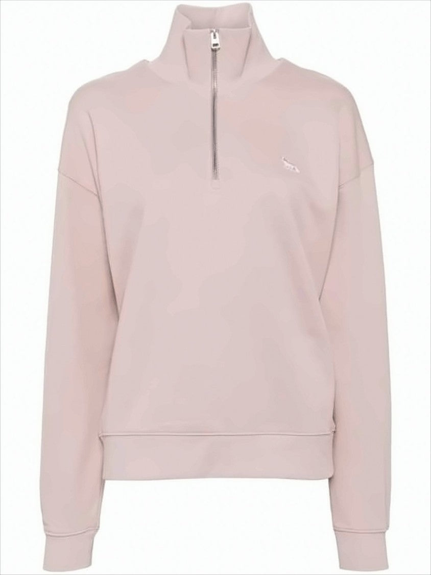 Maison Kitsuné Soft Light Pink Turtleneck Pullover With Half-Zip Closure