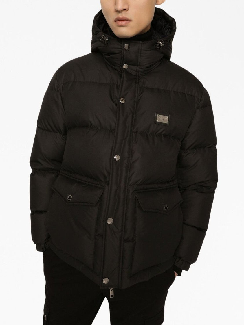 Dolce & Gabbana Puffy Black Coat With High Collar