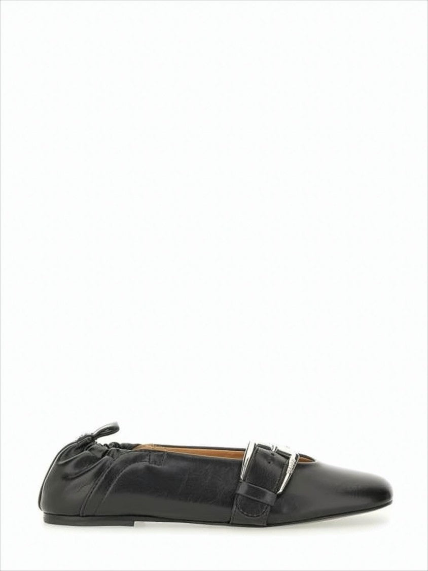 Ganni Pointed Toe Flat Shoes With Buckle Strap