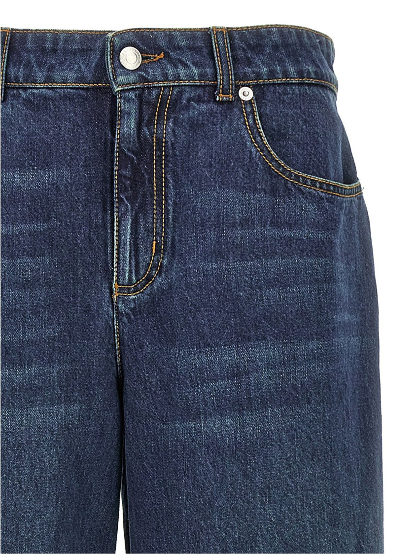 Mcqueen Indigo Wide-Leg Denim Jeans
