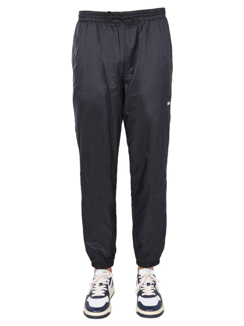 Msgm Casual Black Jogging Pants With Elastic Waistband And Side Logo