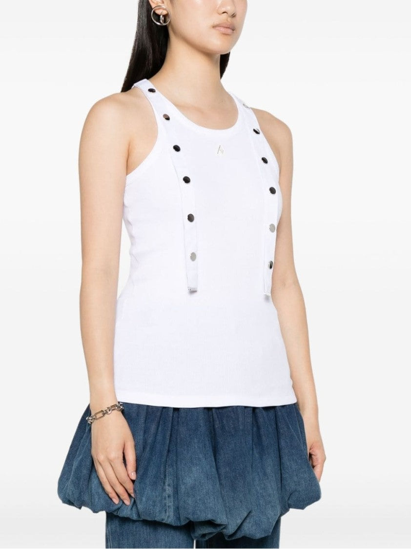 The Attico Ribbed White Tank Top