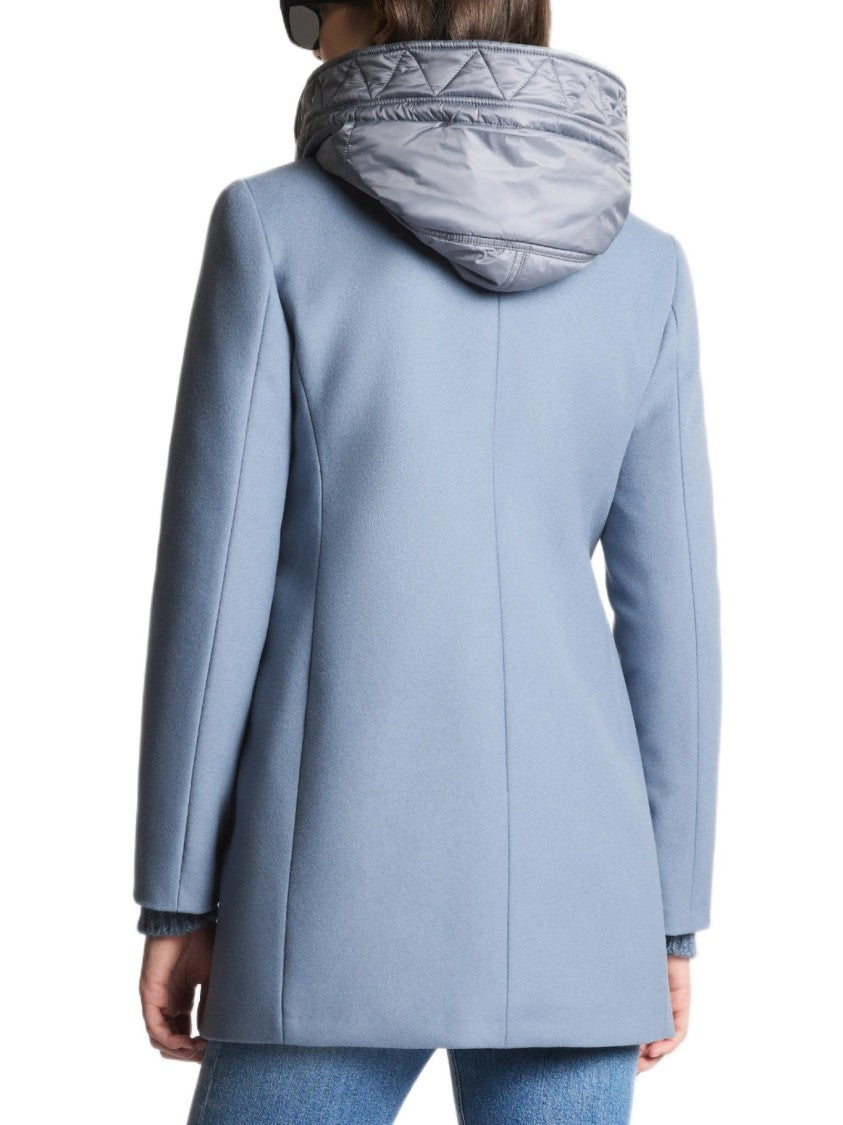 Fay Clear Blue Minimalistic Coat With Structured Collar