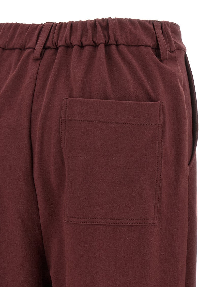 Brunello Cucinelli Burgundy Crop Pants With Elastic Waistband