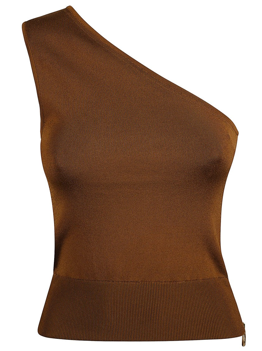Patou One-Shoulder Fitted Top With Ribbed Texture
