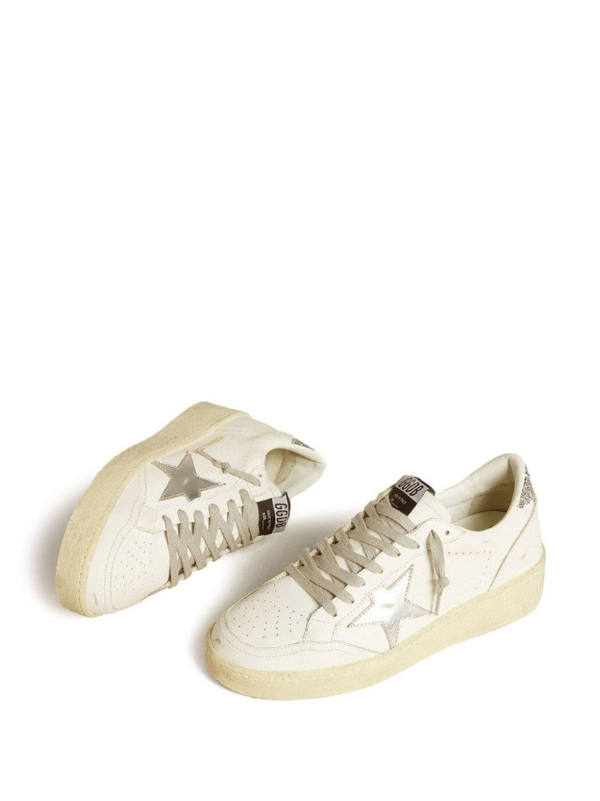 Golden Goose White/Silver-Tone Ball Star 2 Sneakers