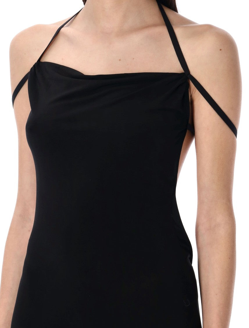 Marine Serre Draped Jersey Open Back Dress