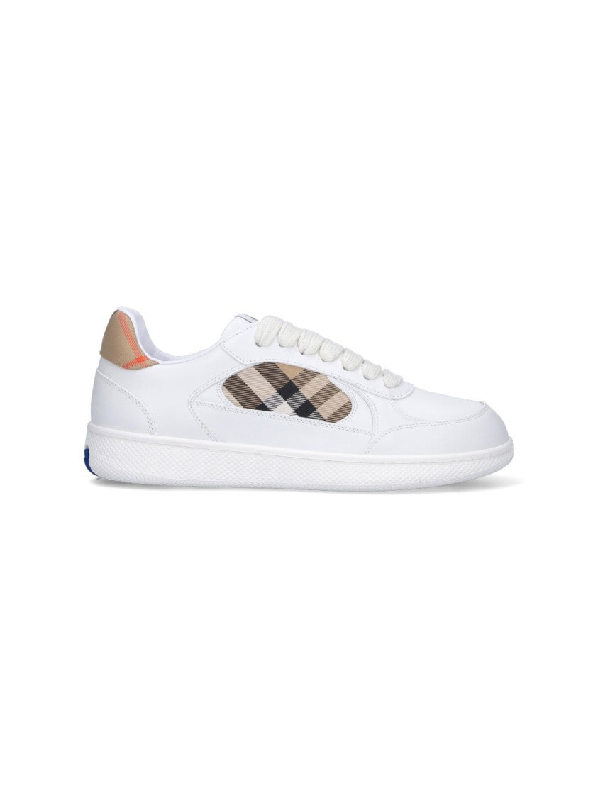 Burberry Calf Leather Sneakers With Iconic Check Pattern