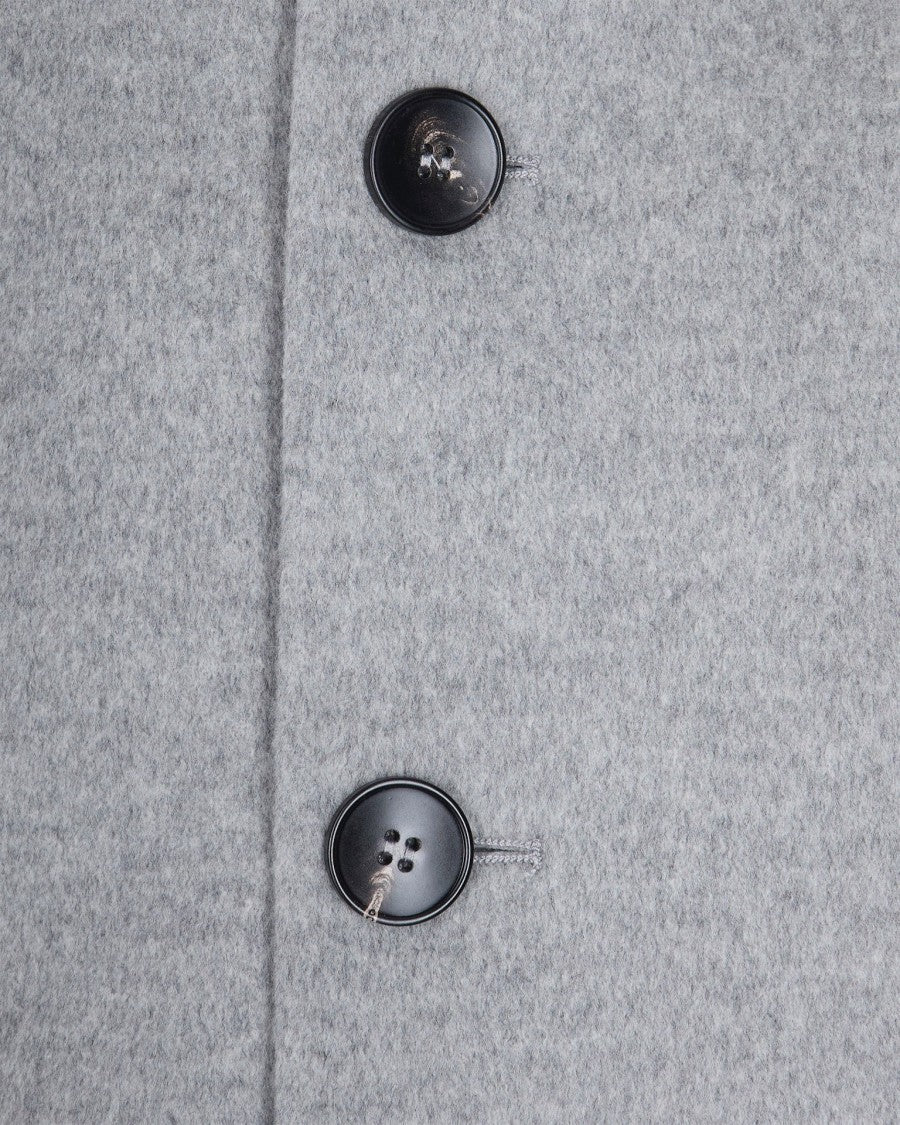 Breras Milano Light Grey Single-Breasted Virgin Wool Coat
