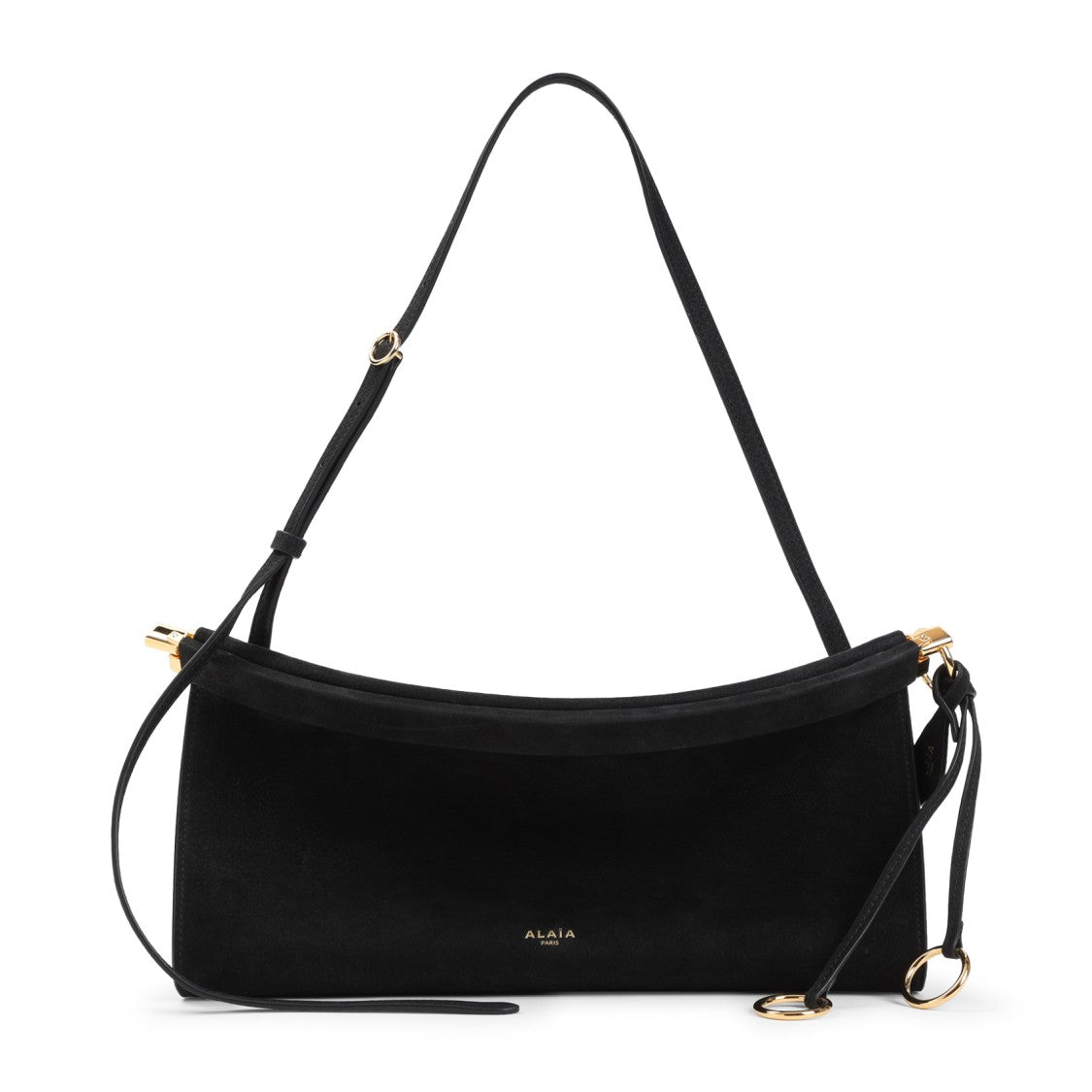 Alaïa Curved Black Nabuk Calf Leather Shoulder Bag