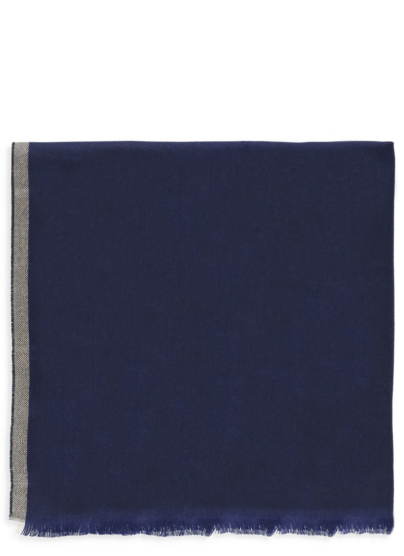 Brunello Cucinelli Cashmere And Wool Scarf With Microfringe Trims