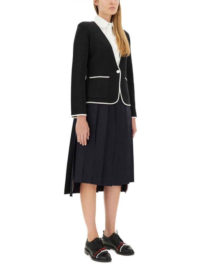 Thom Browne Single-Breasted Collarless Jacket