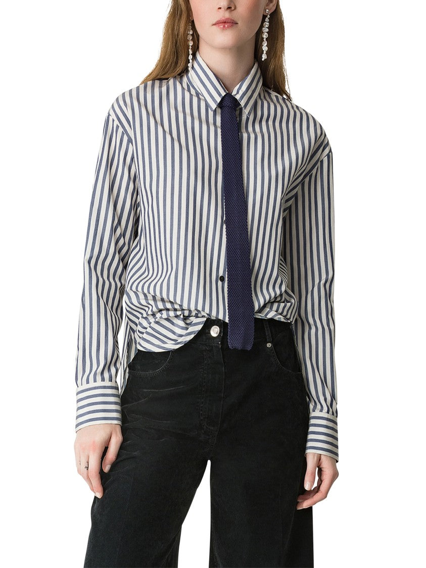Forte Forte Chic Striped Taffeta Shirt With Masculine Cut