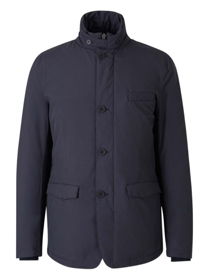Herno Blue Jacket With High Collar