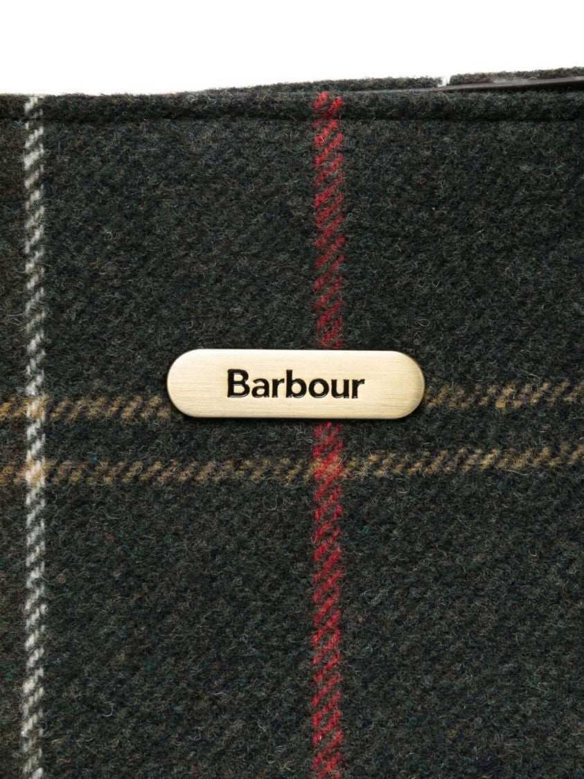 Barbour Tartan Structured Handbag With Metallic Logo Plaque
