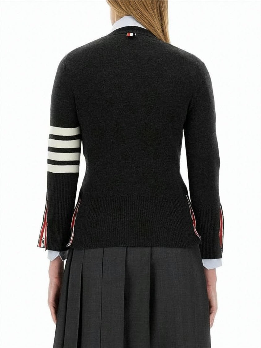 Thom Browne Cashmere V-Neck Cardigan With Striped Accents