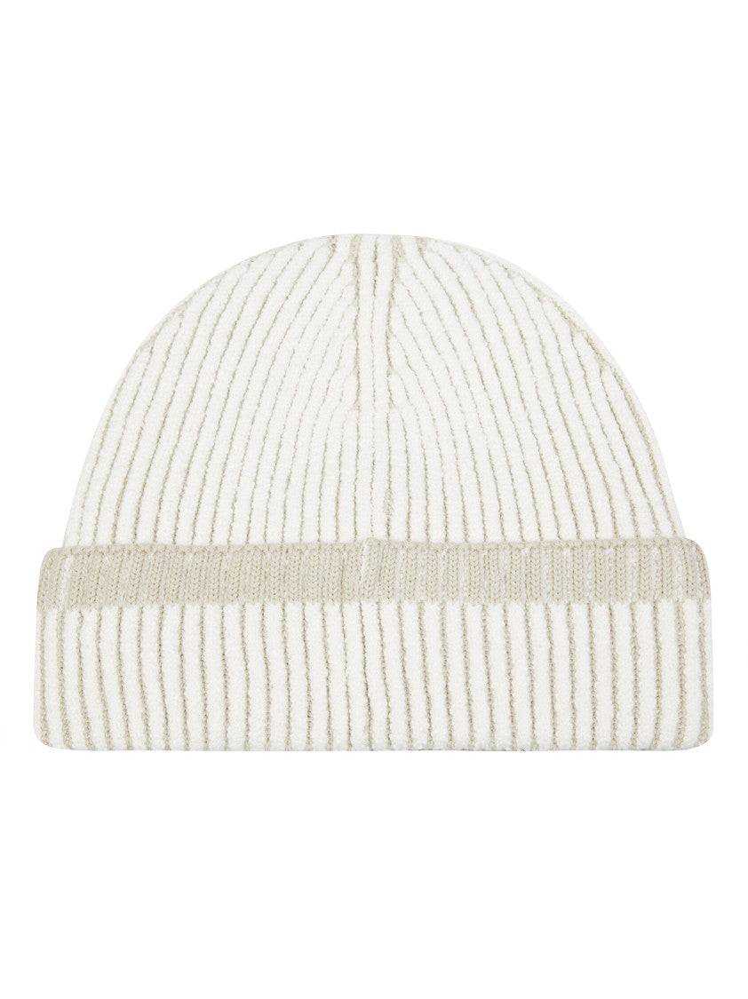 Stone Island Ribbed Knitted Beanie With Folded Cuff