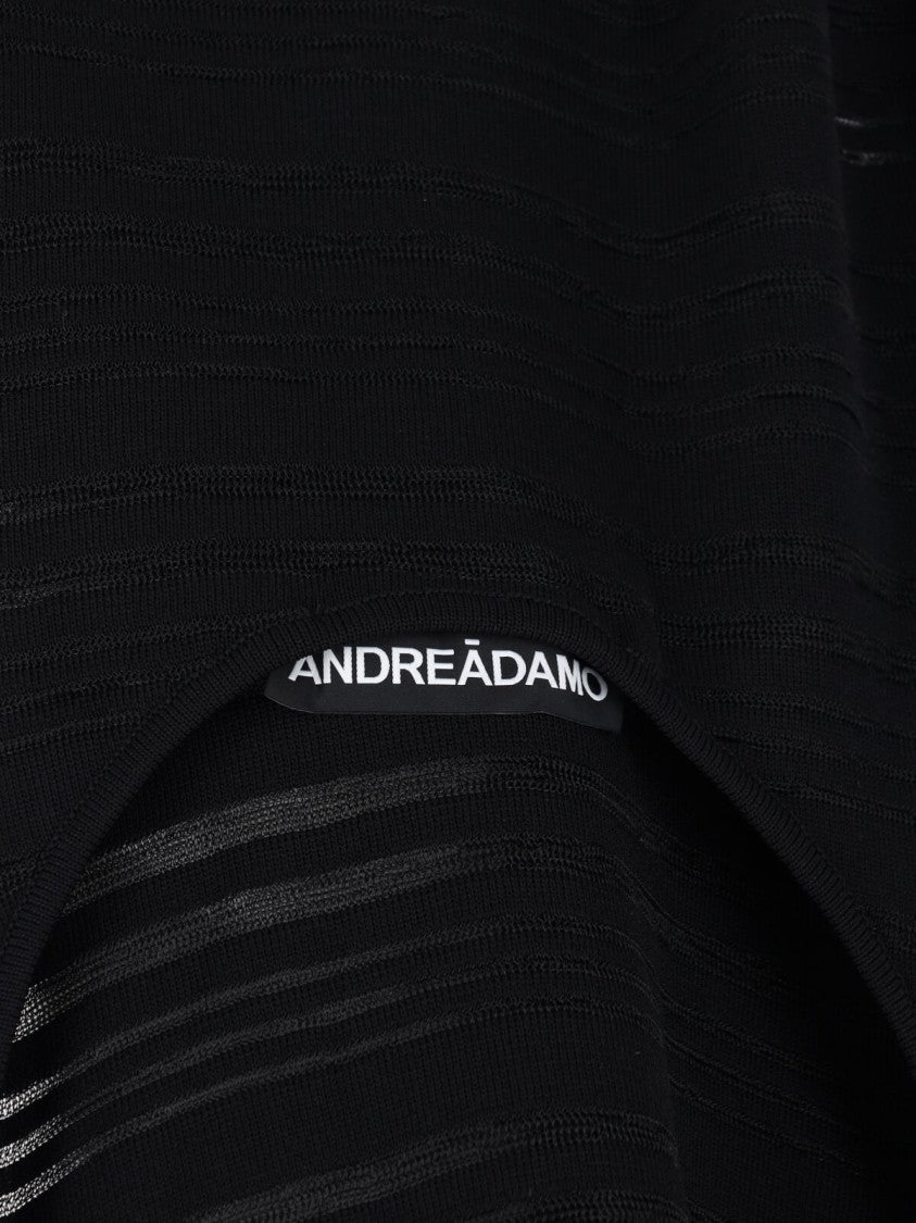 Andreâdamo Ribbed Knit Midi Dress – Black