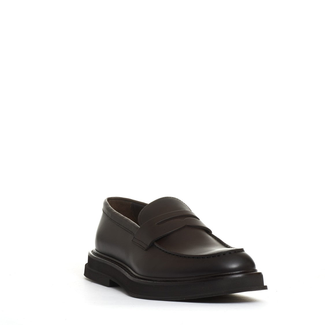 Doucal's Brown Leather Moccasin With Edged Rubber Sole