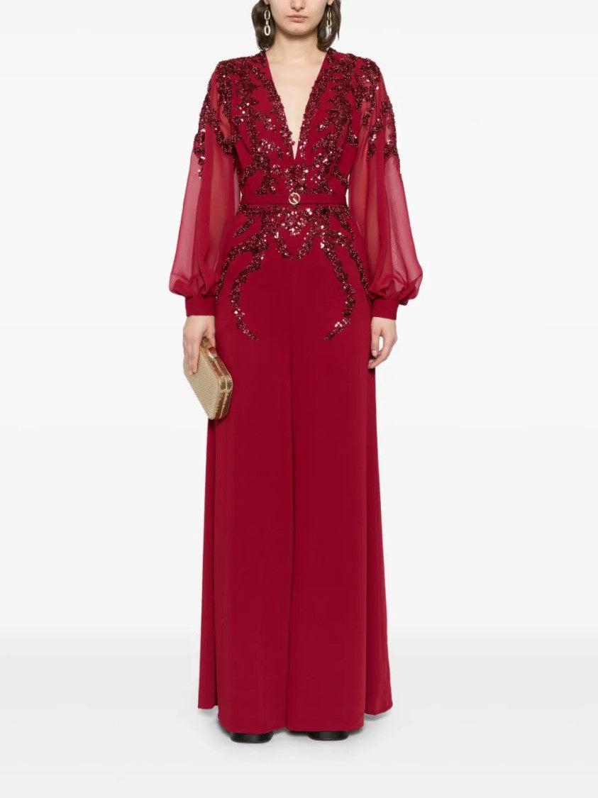 Saiid Kobeisy Blue Beaded Jumpsuit