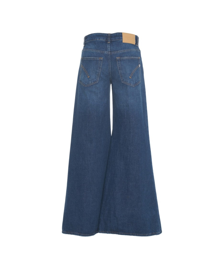 Dondup Flared Denim Jeans With Five-Pocket Design And Mid-Rise Waist