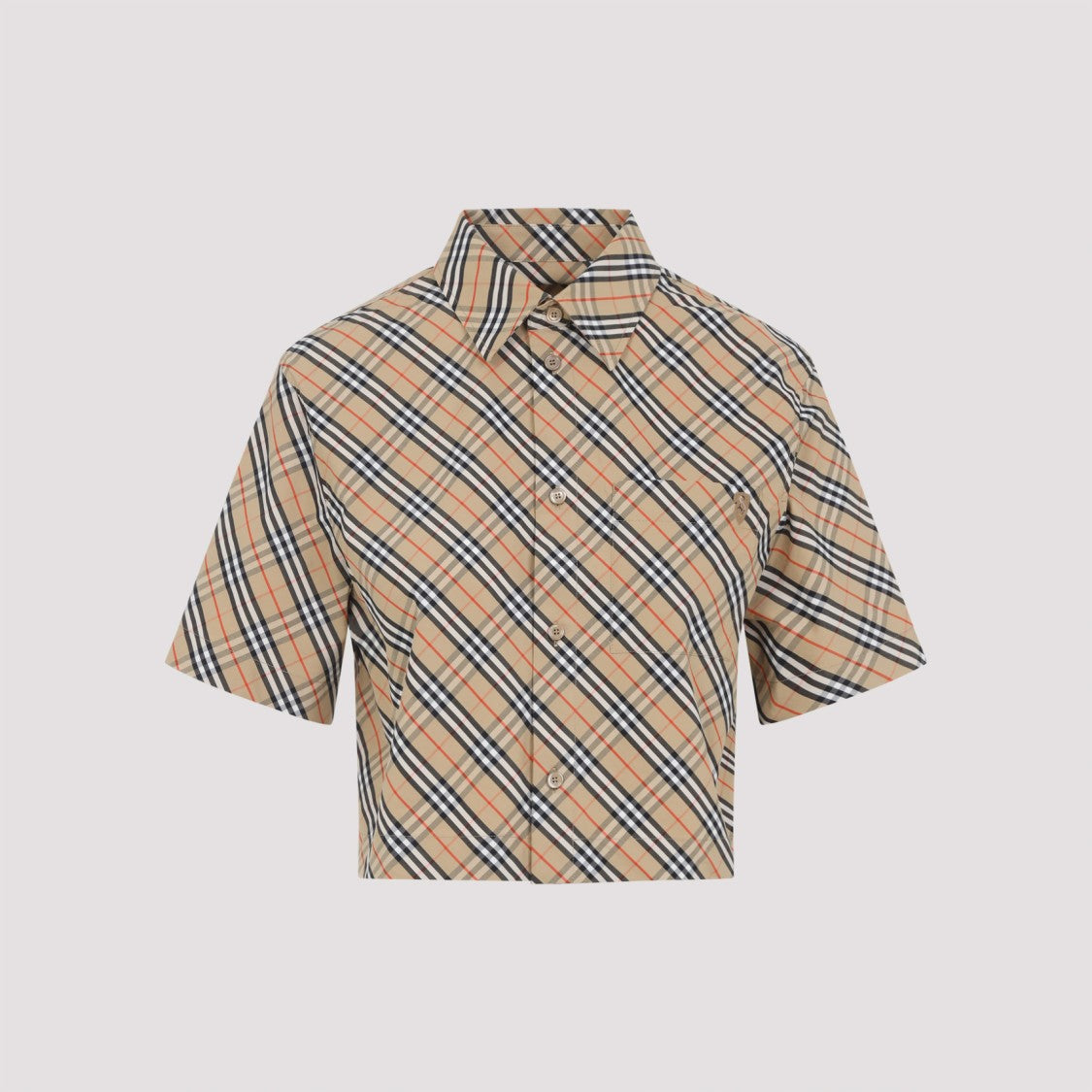Burberry Short-Sleeved Plaid Shirt With Structured Collar