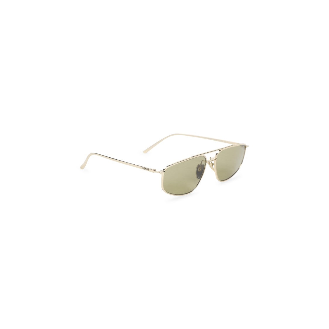 Prada Metallic Frame Sunglasses With Green-Tinted Lenses